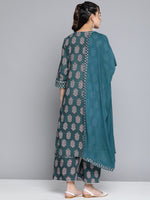 Thumbnail for HERE&NOW Women Ethnic Motifs Printed Gotta Patti Kurta With Palazzos & With Dupatta - Distacart