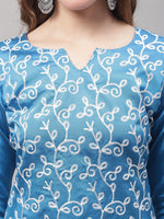 Thumbnail for Kalini Floral Embroidered Kurta with Trousers & Dupatta - Distacart