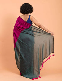 Thumbnail for Suta Women Pink Teal Colourblocked Saree - Distacart