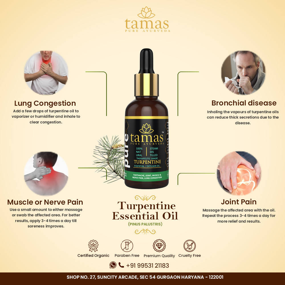 Tamas Pure Ayurveda 100% Natural Turpentine Pinus Palustris Oil 30ml - Distacart