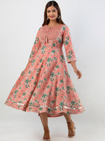 Thumbnail for Kalini Women Orange Floral Printed Floral Anarkali Kurta - Distacart