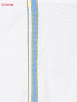 Thumbnail for Sethukrishna Boys Blue & White Solid Shirt and Veshti Set - Distacart