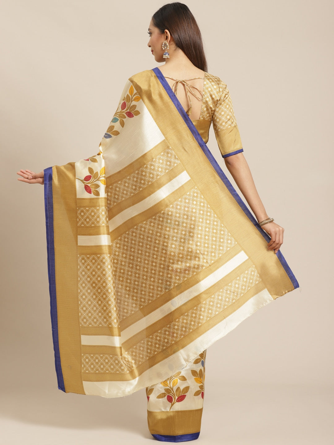 Saree Mall Off-White & Beige Printed Saree - Distacart