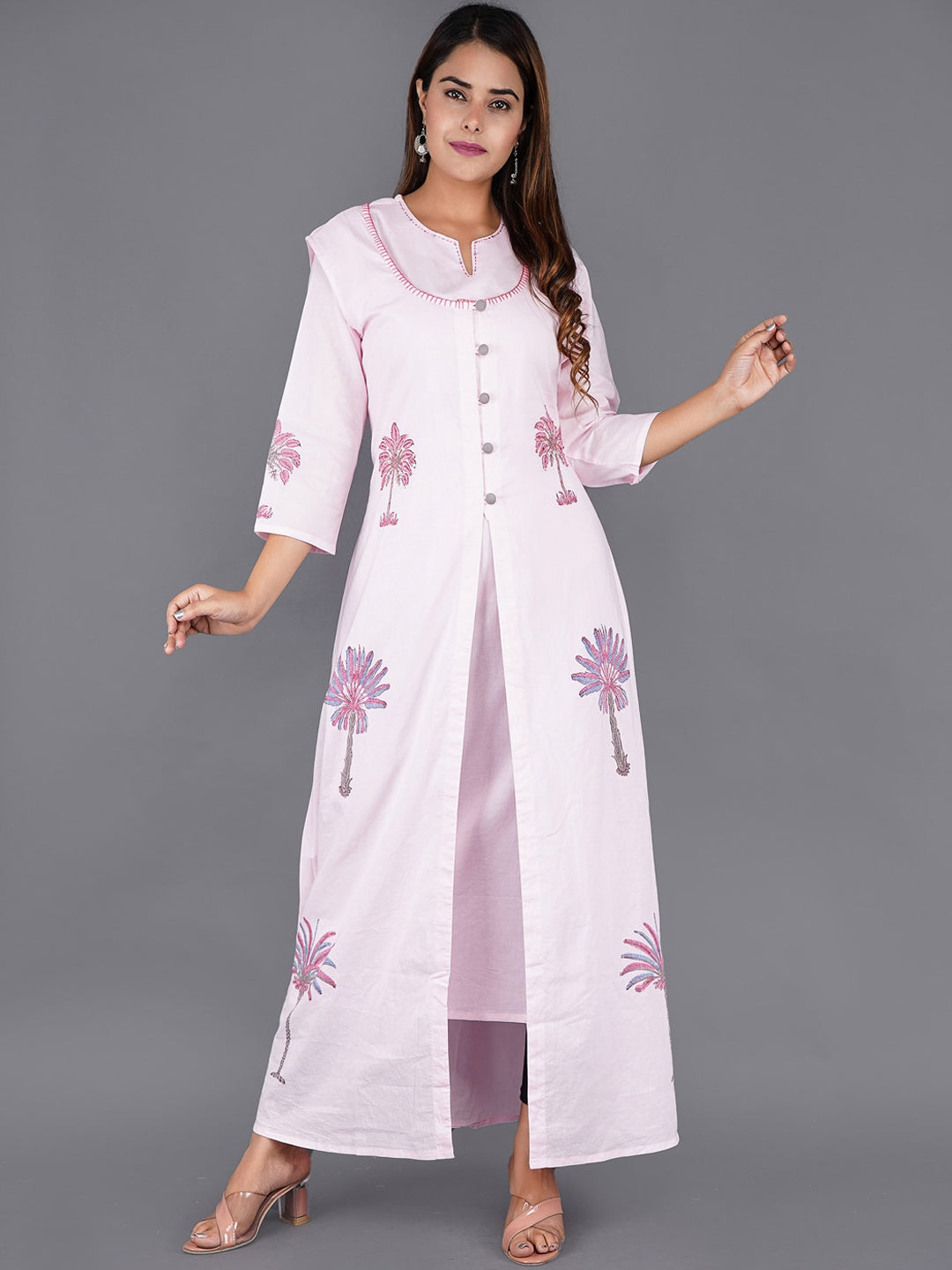 Kalini Women Pink Floral Thread Work Kurta - Distacart