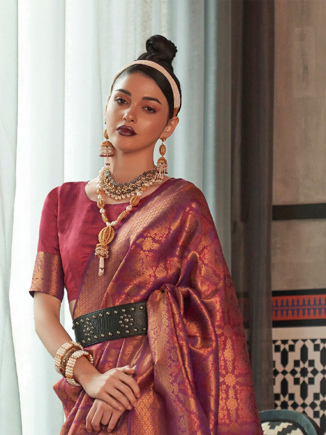 Mitera Floral Motif Woven Design Zari Pure Silk Saree - Distacart