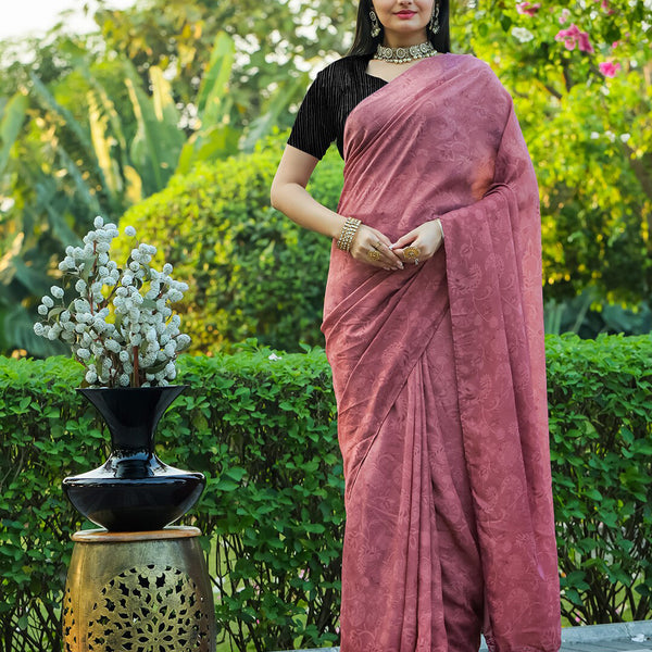 Tikhi Imli Floral Printed Embossed Ready to Wear Saree - Distacart