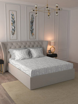 MYTRIDENT Nectarsoft Grey White Pure Cotton 400 TC King Bedsheet with 4 Pillow Covers - Distacart