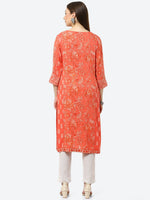 Thumbnail for Biba Women Coral Orange Printed Kurta - Distacart