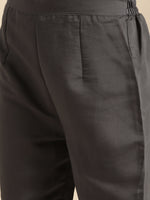 Thumbnail for Sangria Women Grey Ethnic Motifs Embroidered Pure Cotton Kurta with Trousers & With Dupatta - Distacart