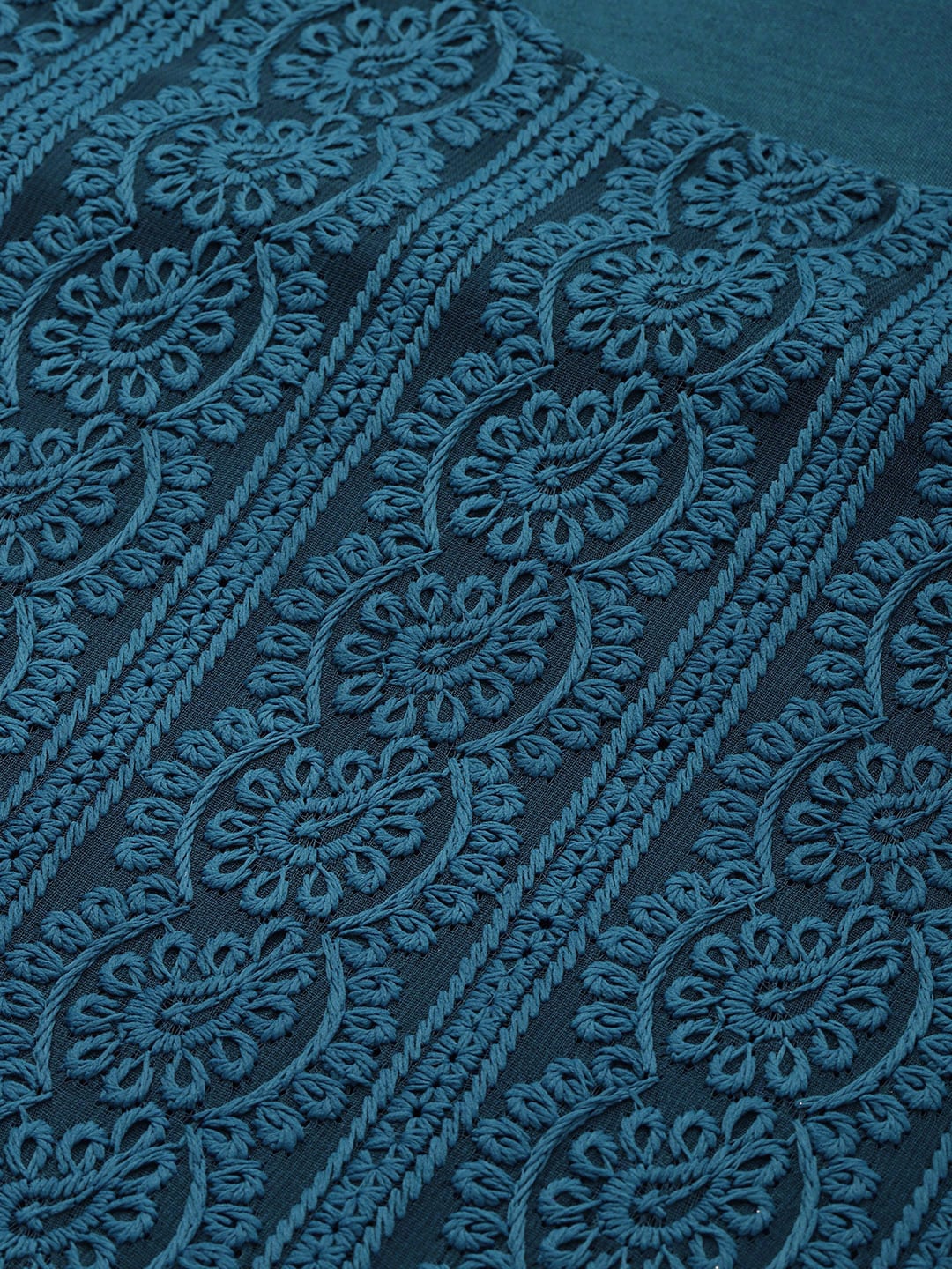 Sangria Women Teal Blue Ethnic Motifs Chikankari Kurta with Palazzos - Distacart