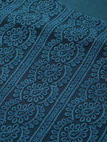 Thumbnail for Sangria Women Teal Blue Ethnic Motifs Chikankari Kurta with Palazzos - Distacart