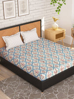 Thumbnail for Story@home Cream-Coloured & Pink Floral Microfiber 180 TC Queen Bedsheet & 2 Pillow Covers - Distacart