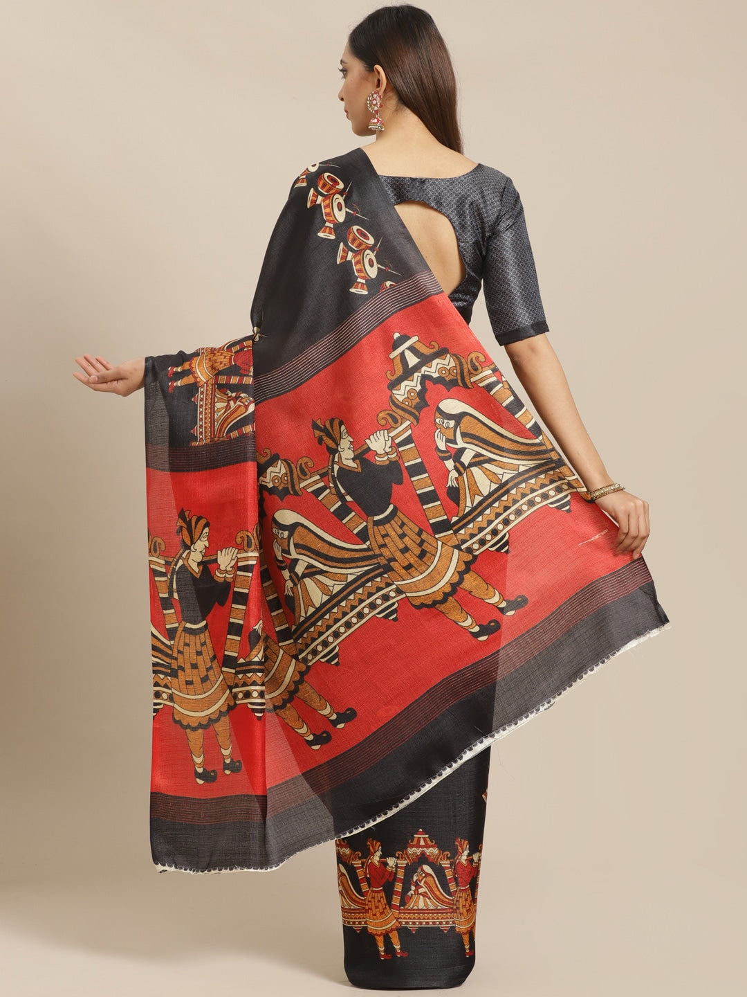 Saree Mall Black & Red Printed Saree - Distacart