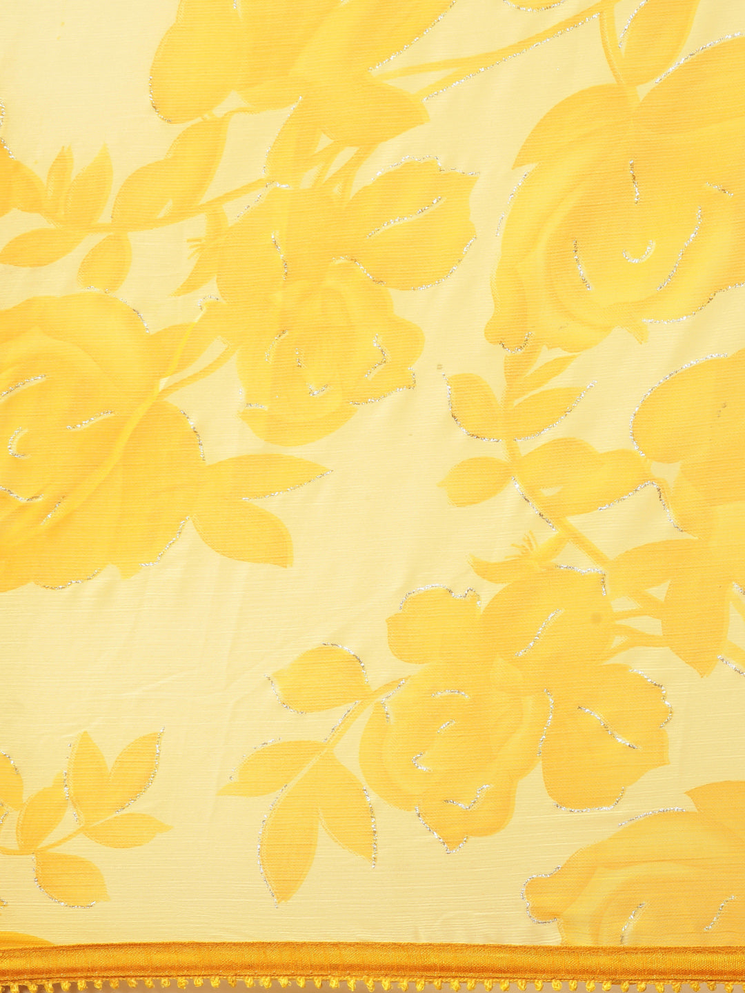 Sangria Yellow Floral Pure Chiffon Saree - Distacart