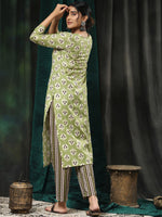 Thumbnail for Kalini Floral Printed Round Neck Kurta with Trousers - Distacart