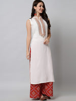 Thumbnail for Kalini Women White Embroidered Thread Work Kurta - Distacart