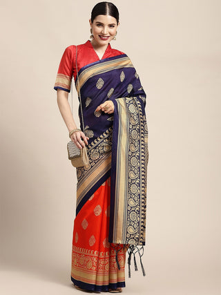 Saree Mall Ethnic Motifs Printed Half & Half Art Silk Sarees - Distacart