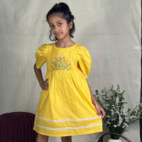 Thumbnail for ArthLife Yellow Flower Embroidered Dress - Distacart