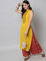 Thumbnail for Kalini Women Yellow Ethnic Motifs Yoke Design Kurta - Distacart