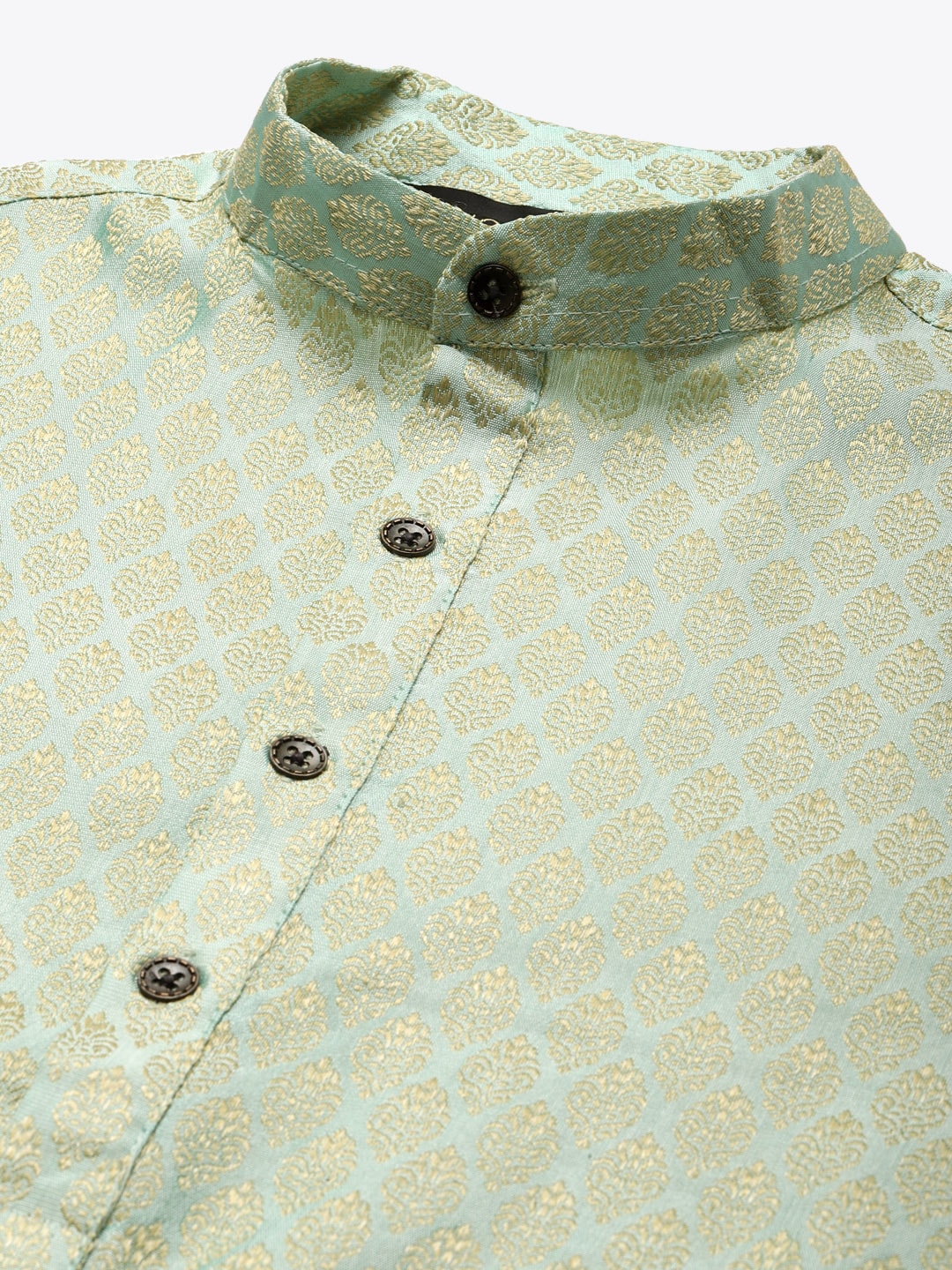 Sojanya Men Green Ethnic Motifs Woven Design Kurta & Churidar Comes With a Nehru Jacket - Distacart