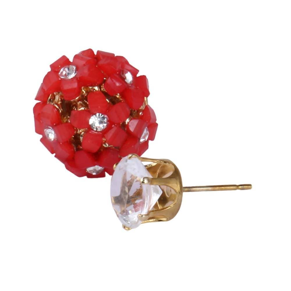Trendoo Jewelry Gold Plated Stylish Fancy Party Wear Red Studs