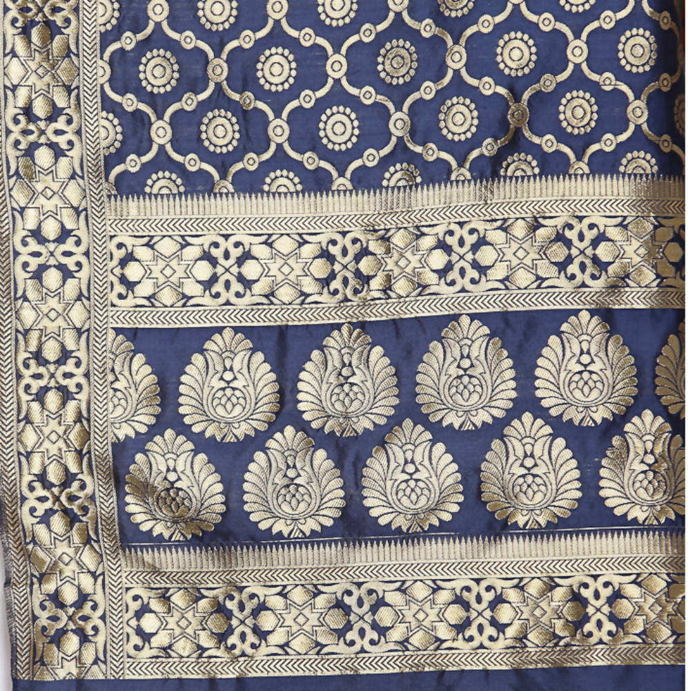 Myshka Women's Black Silk Print Casual Dupatta