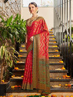 Thumbnail for Kalini Ethnic Motifs Woven Design Zari Detail Kanjeevaram Saree - Distacart