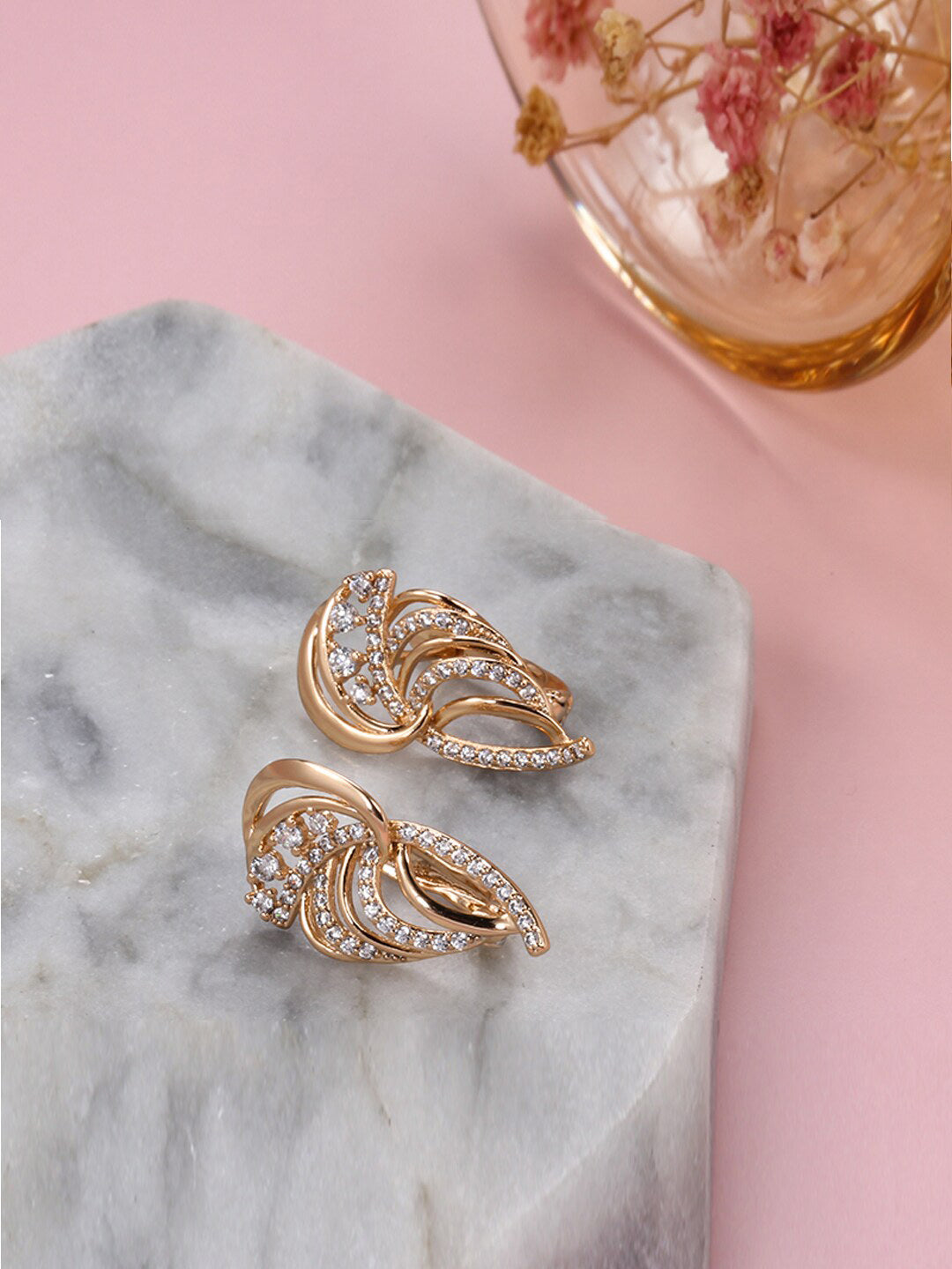 Shining Diva 18k Rose Gold Plated Zircon Earrings - Distacart