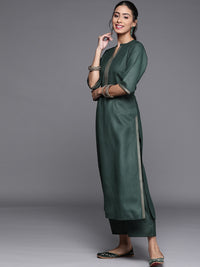 Thumbnail for Libas Women Green Regular Pure Cotton Kurta with Palazzos & Dupatta - Distacart