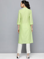 Thumbnail for HERE&NOW Women Pure Cotton Ethnic Motifs Embroidered Thread Work Kurta - Distacart