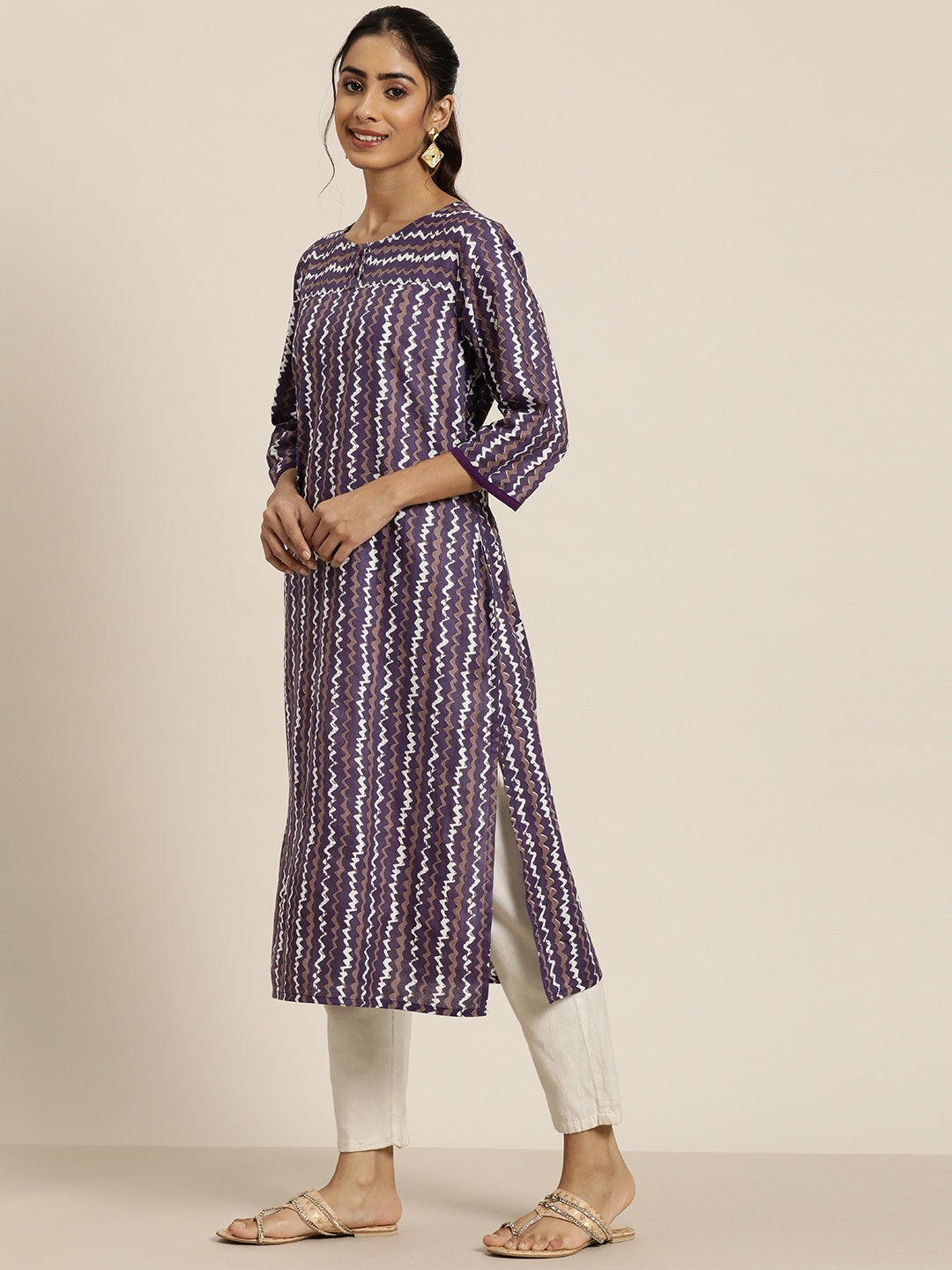 HERE&NOW Abstract Printed Pure Cotton Kurta - Distacart