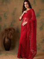 Thumbnail for Sangria Embroidered Net Sarees - Distacart