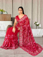 Thumbnail for Tikhi Imli Floral Embroidered Chiffon Heavy Work Saree - Distacart