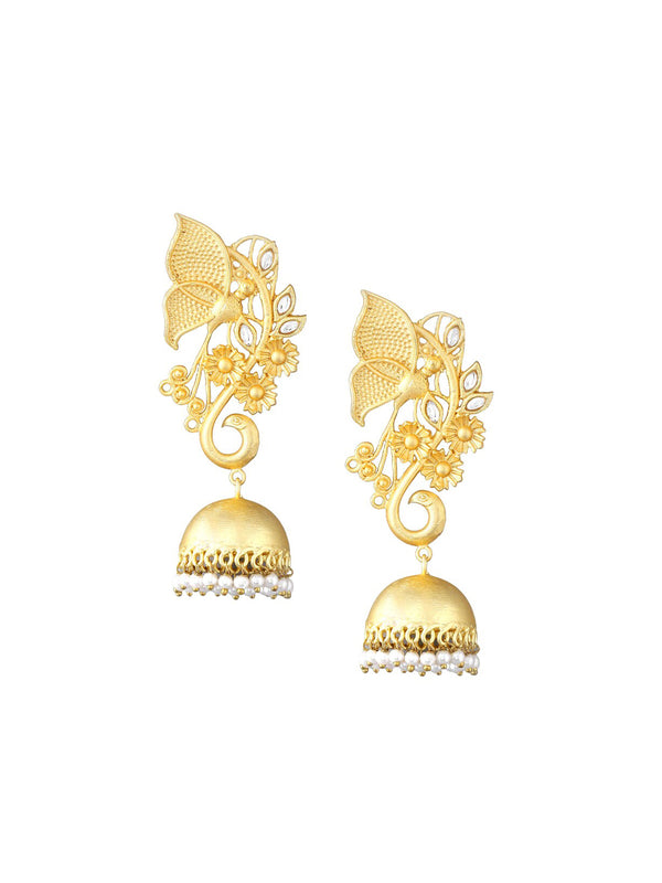 Yellow Chimes Gold-Plated Dome Shaped Jhumkas Earrings - Distacart