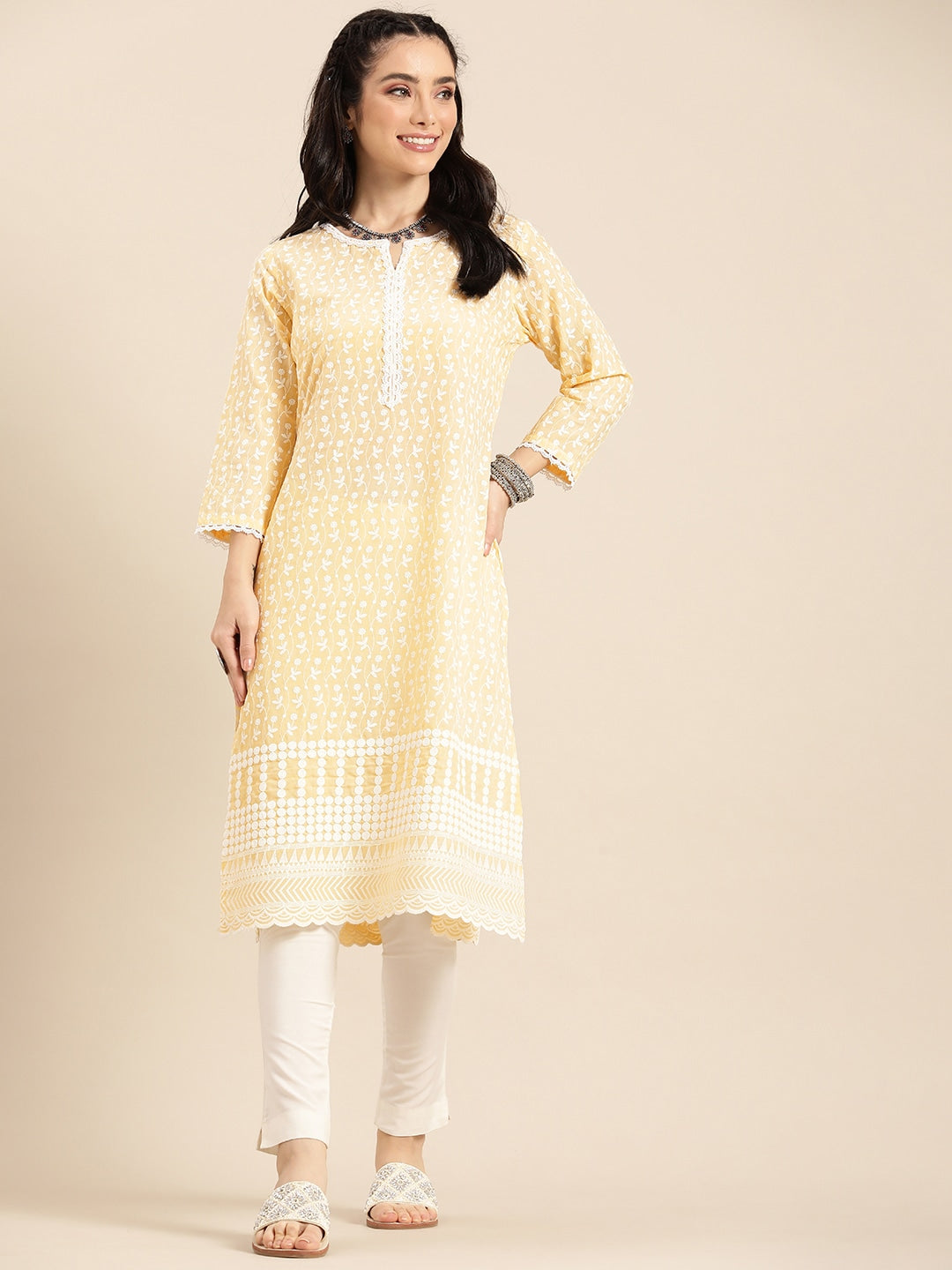 Sangria Women Ethnic Motifs Embroidered Kurta - Distacart