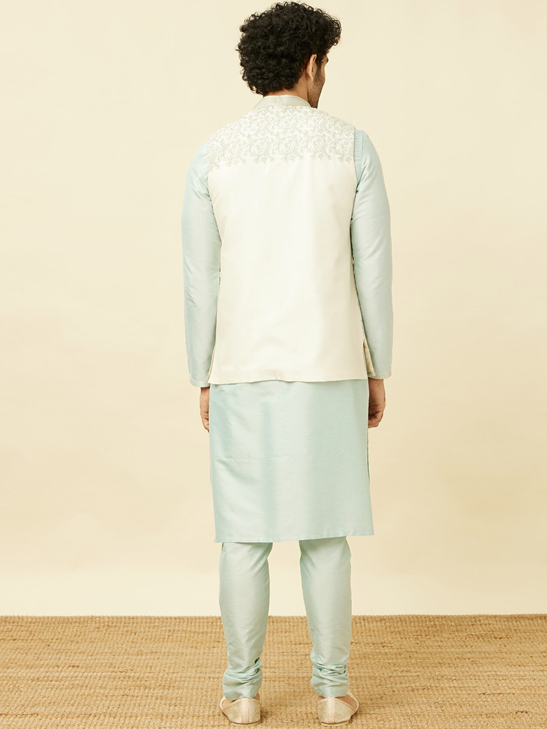 Manyavar Solid Kurta and Pyjamas with Nehru Jacket - Distacart
