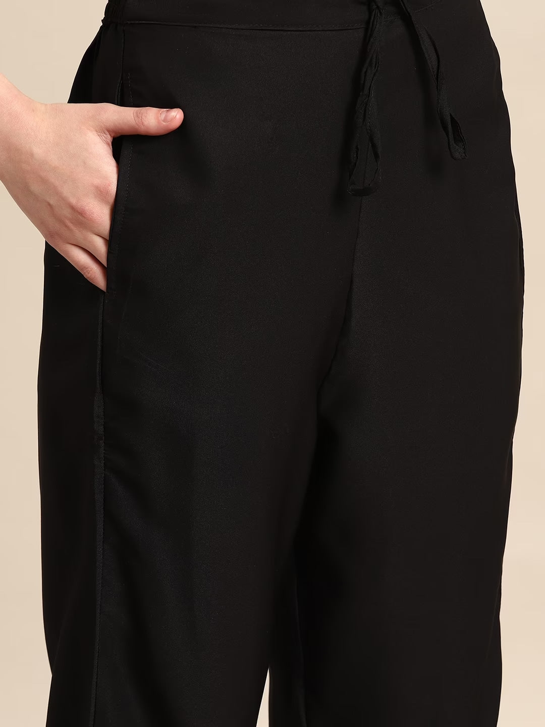 Sangria Women Black Floral Yoke Design Regular Kurta with Trousers & With Dupatta - Distacart