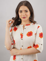 Thumbnail for Kalini Women Beige Floral Printed Thread Work Floral Kurta - Distacart