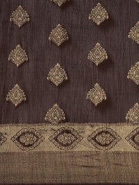 Thumbnail for Saree Mall Brown Ethnic Motifs Linen Blend Banarasi Saree - Distacart