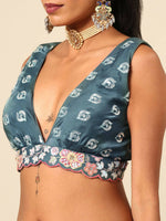 Thumbnail for House of Panchhi Teal Blue Chinon Sequins embroidery Lehenga choli & Dupatta - Distacart
