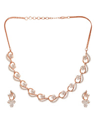 Thumbnail for Saraf RS Jewellery Rose Gold-Plated White AD-Studded Jewellery Set - Distacart