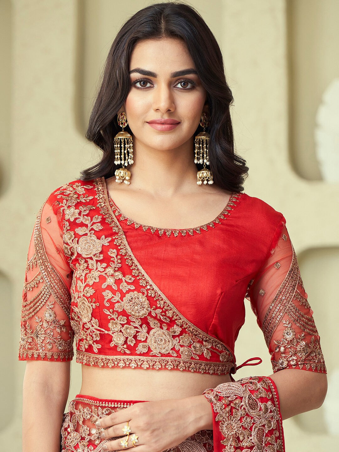 Mitera Pink & Gold-Toned Pure Georgette Saree - Distacart