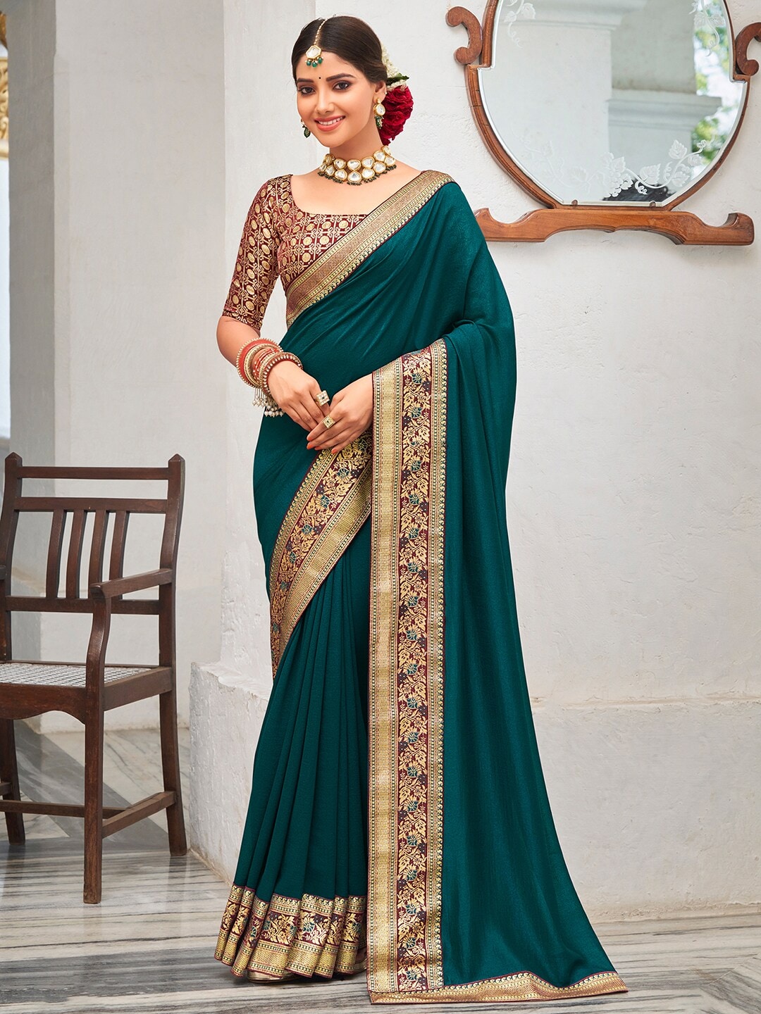 Saree Mall Zari Silk Blend Sarees - Distacart