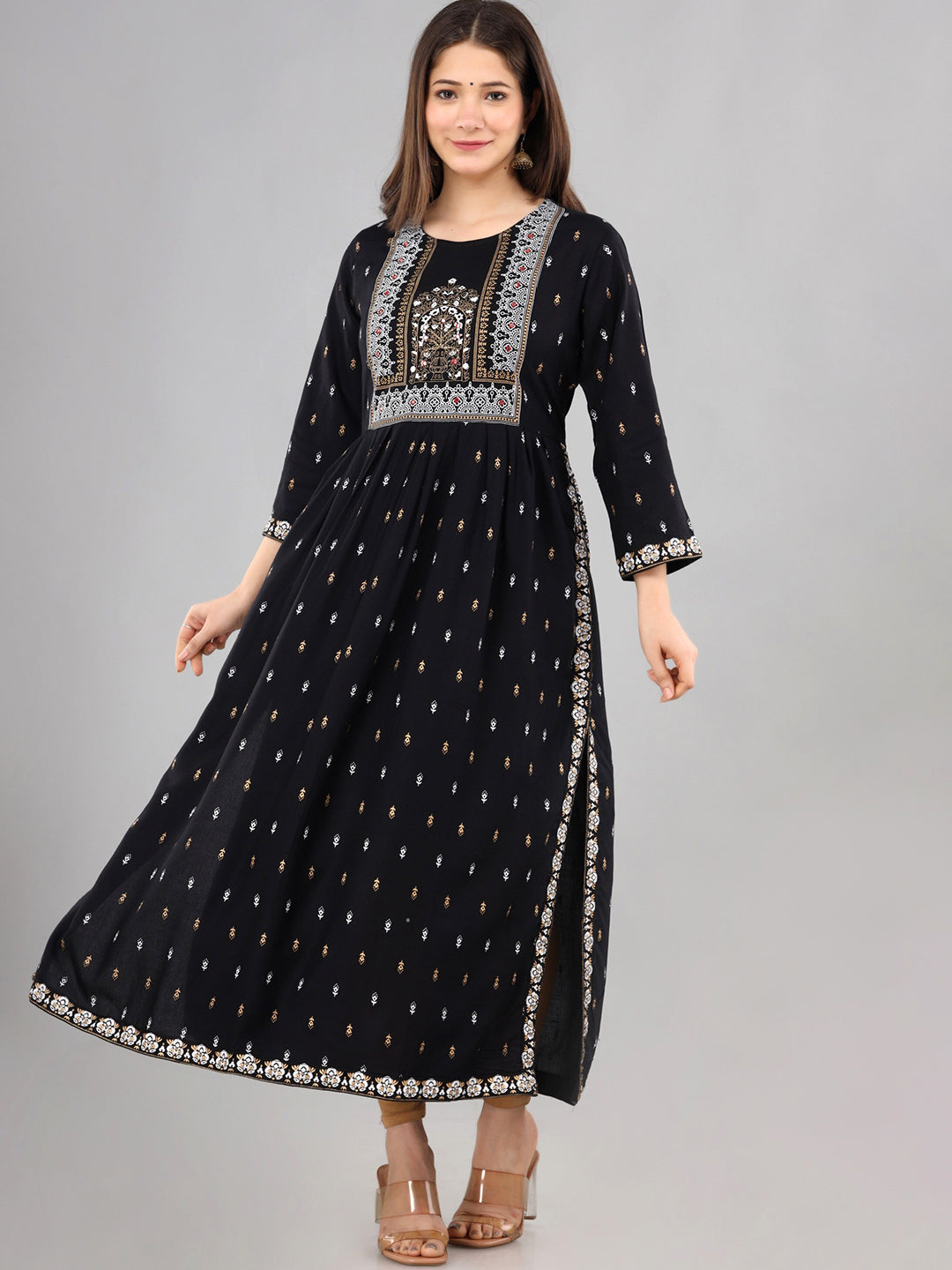 Kalini Women Black Ethnic Motifs Printed Anarkali Kurta - Distacart
