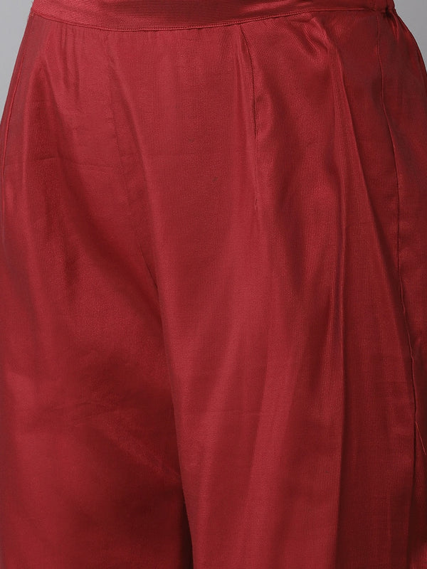 Indo Era Red Solid Straight Kurta