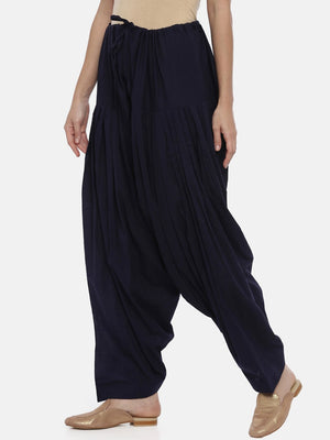 Souchii Navy Blue Solid Regular-Fit High-Rise Patiala - Distacart