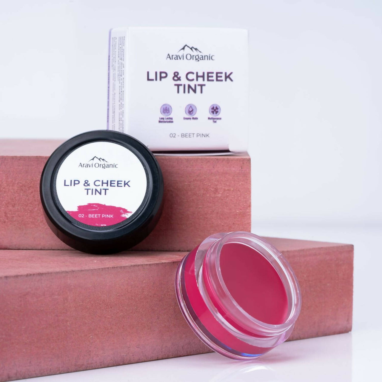 Aravi Organic Everyday Vegan Lip and Cheek Tint Balm Lip Tint - Beet Pink - Distacart