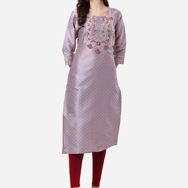 HERE&NOW Floral Embroidered Straight Regular Kurta - Distacart