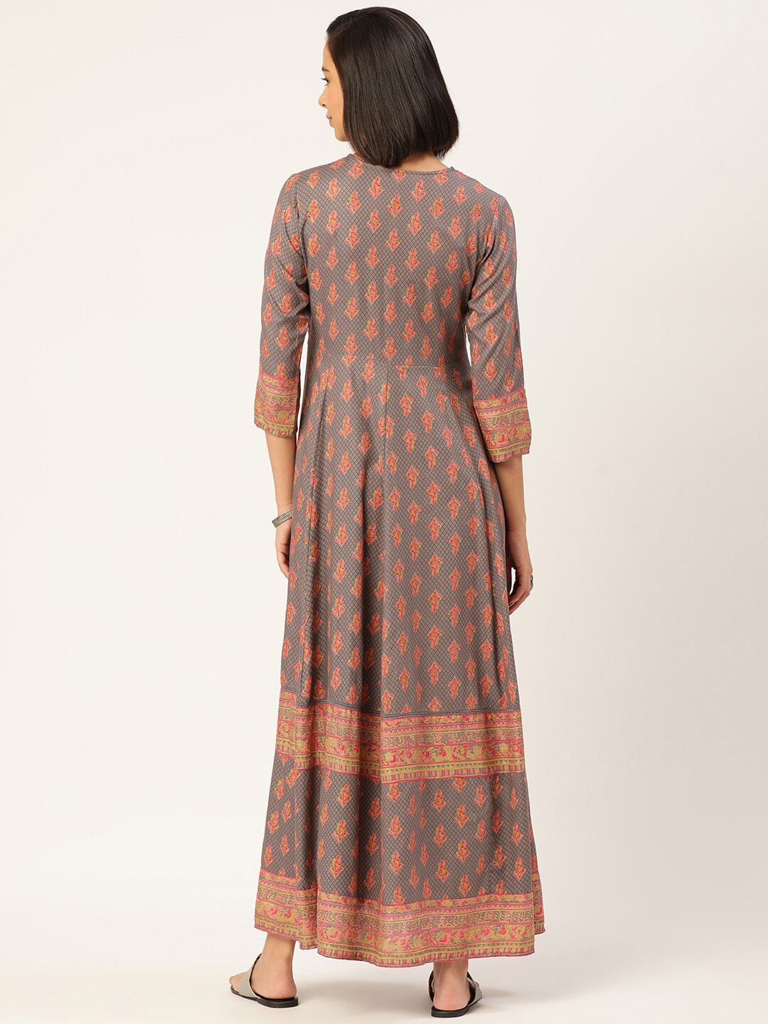 HERE&NOW Women Grey Ethnic Motifs Printed Kurta Set - Distacart