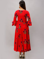 Thumbnail for Kalini Women Red & Navy Blue Floral Printed Flared Sleeves Anarkali Kurta - Distacart
